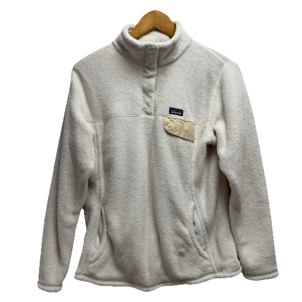 Patagonia Girls XXL Re-Tool Snap T Soft Teddy White Fleece Fluffy Sweater Jacket